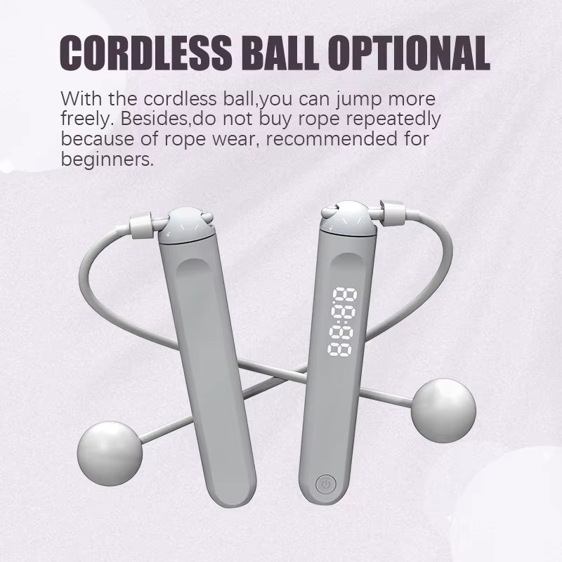 Bluetooth-Compatible Digital Smart Jump Rope - Adjustable Cordless PVC Skipping Rope for Fitness Training