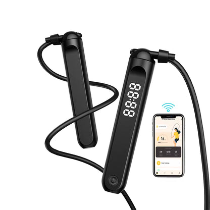 Bluetooth-Compatible Digital Smart Jump Rope - Adjustable Cordless PVC Skipping Rope for Fitness Training